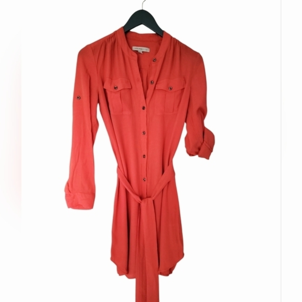 Banana Republic Coral Red Shirt Dress Size 4‎